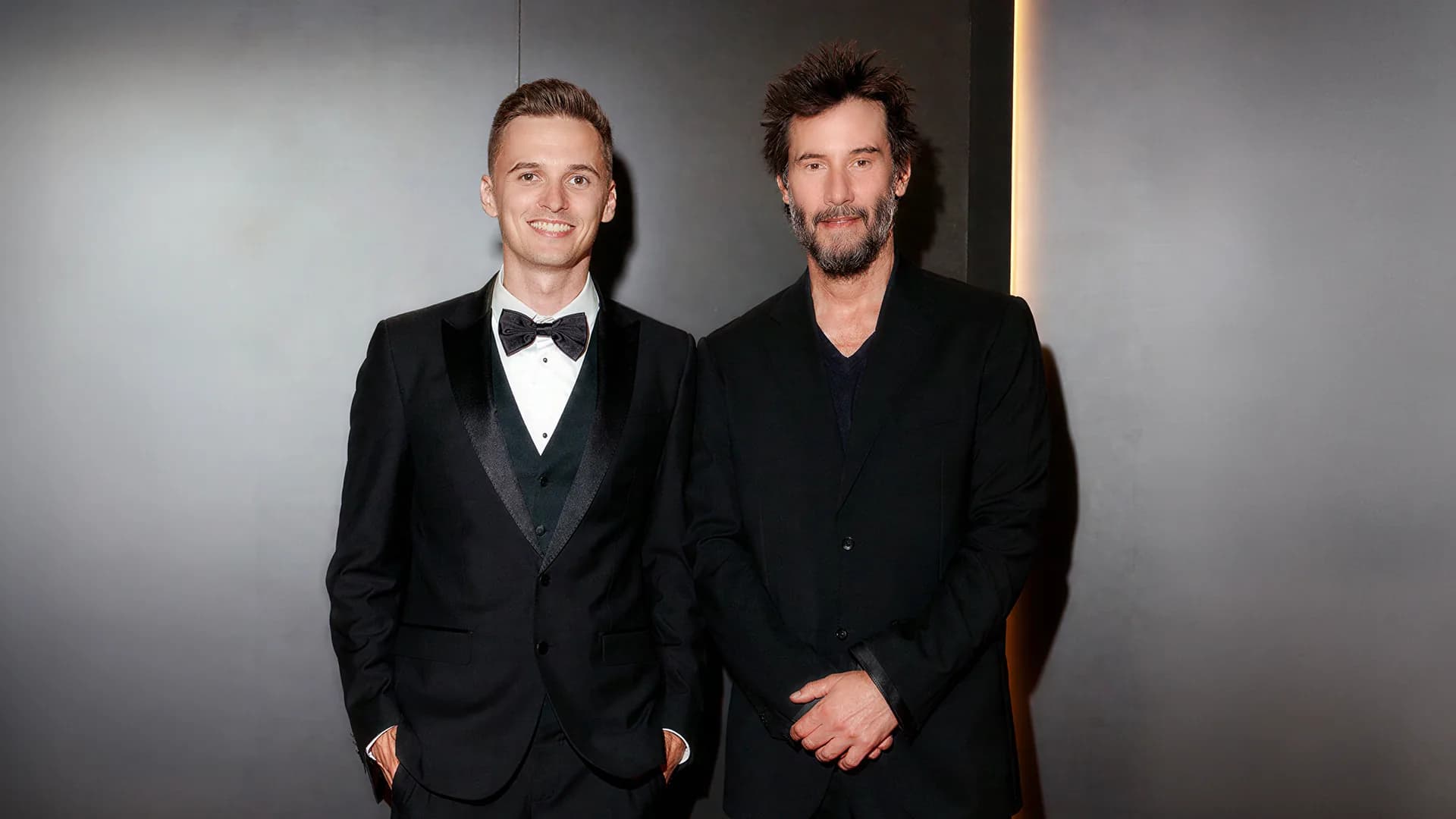 Respology client with a film actor at an evening event